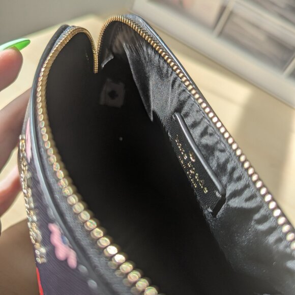 NWT Kate Spade Black and Pink Floral Pouch - Picture 4 of 5